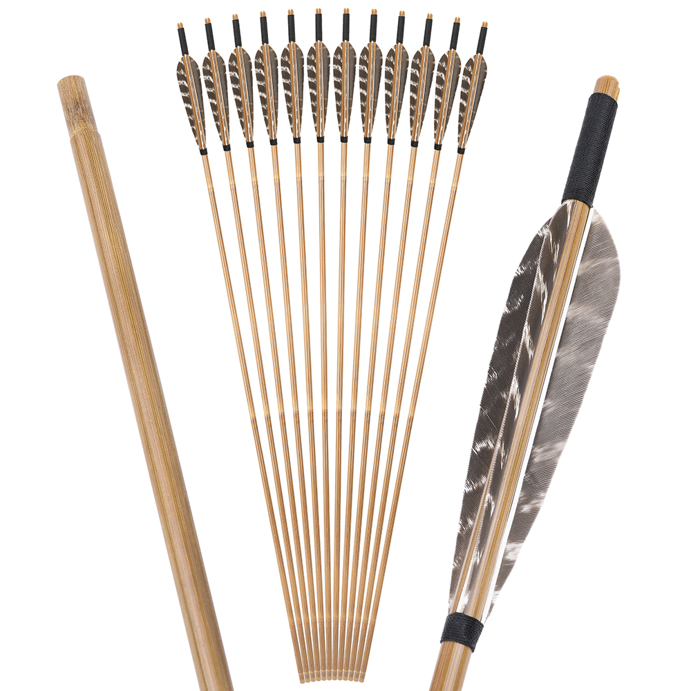 5" Snow Spotted Feather Bamboo Arrows 6pcs