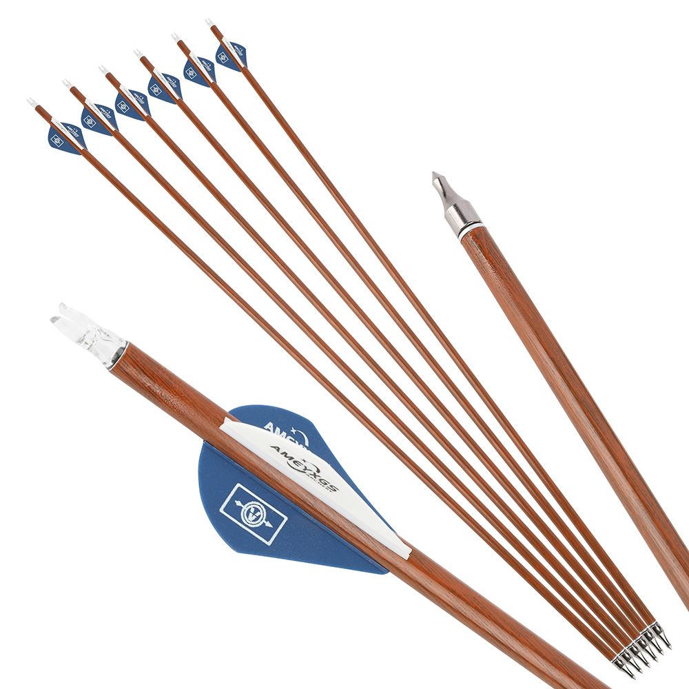 AME 30" Mixed Carbon Arrows 12pcs 100gr Deep/Light Wood