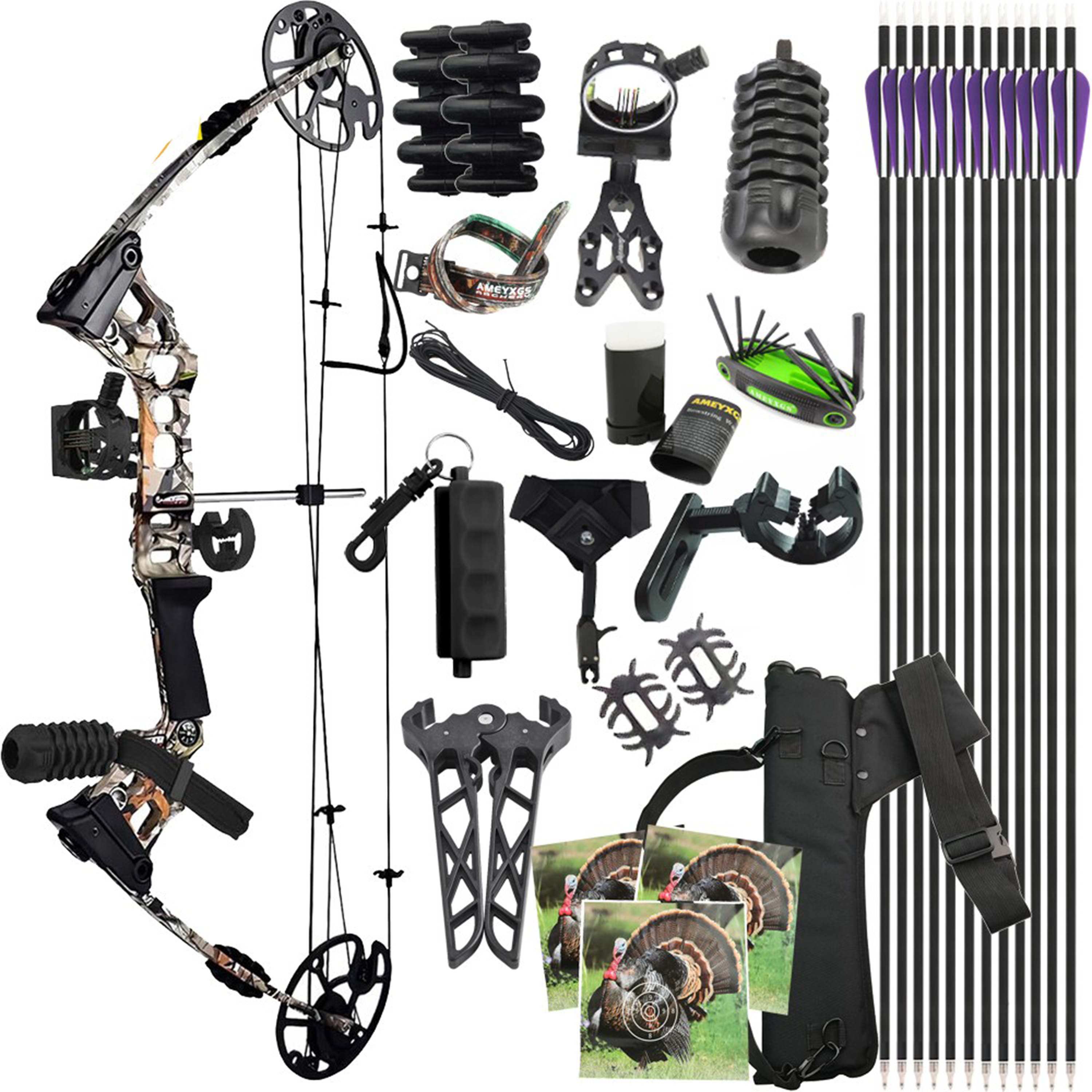 Junxing Dragon X8 Compound Bow and Arrow Set 20-70 lbs RH