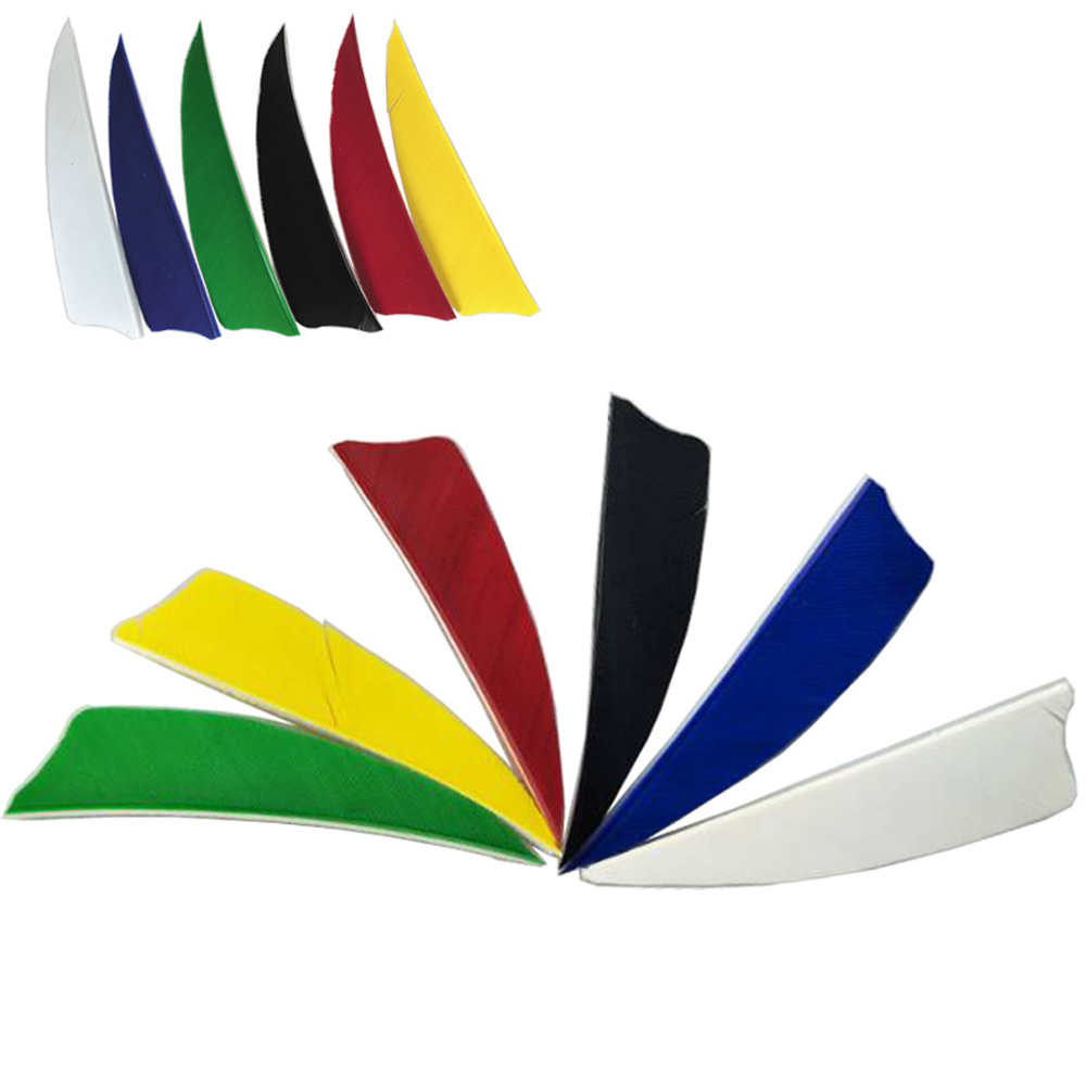 50 pcs 3" Real Feather Shield Vanes — 6 Colors for Archery Arrows