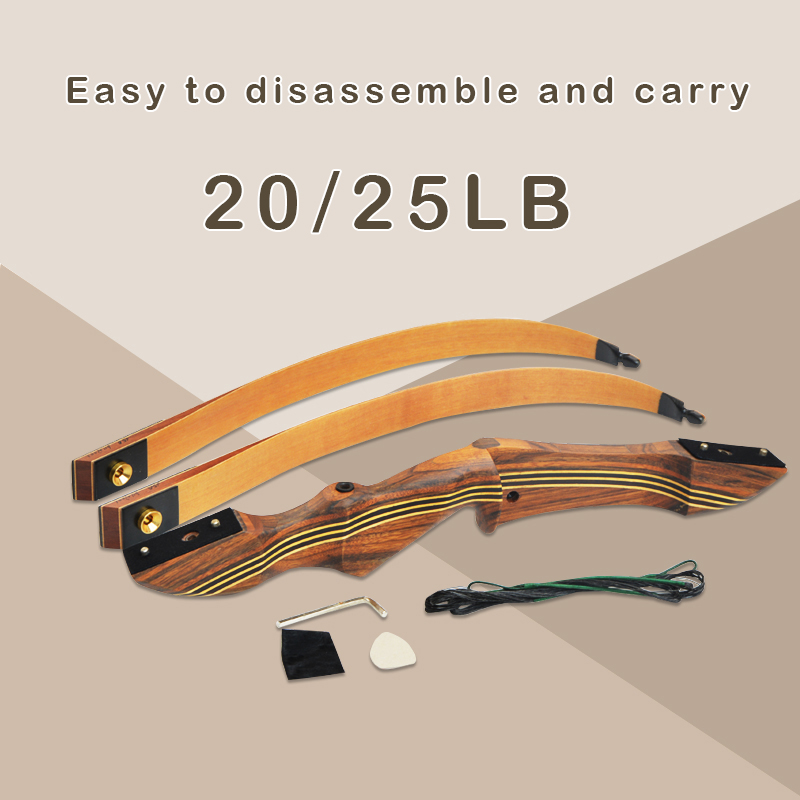 60" Wooden Recurve Bow Kit 20/25lbs for Hunting & Target Practice