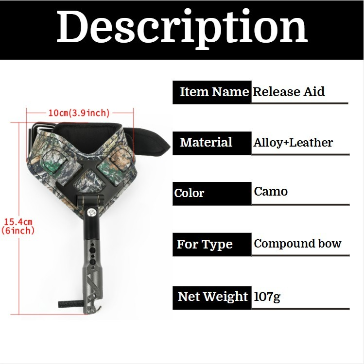 Adjustable Camo Archery Bow Release Aid for Compound Bow