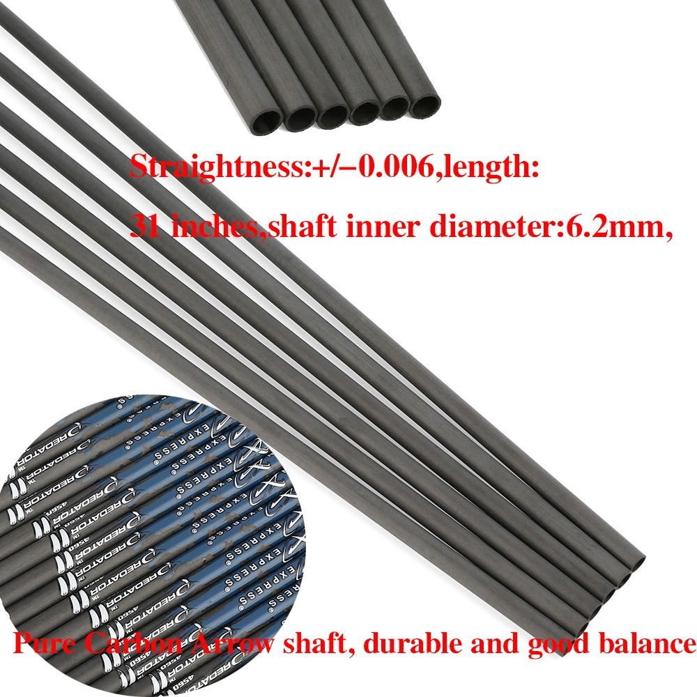 6/12pcs Pure Carbon Arrow Shafts 31" for Archery Bows
