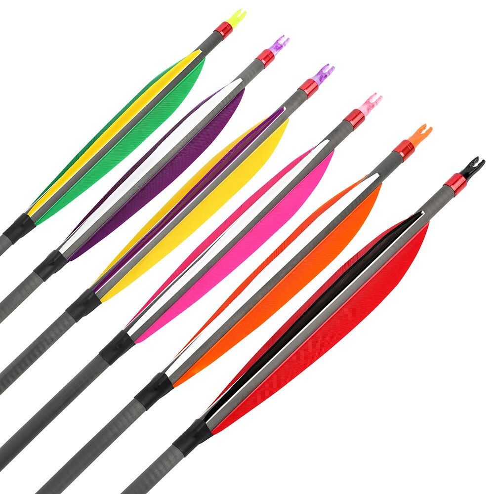 6" Shuttle Feathers Mixed Carbon Arrows HX Series – 6/12pcs