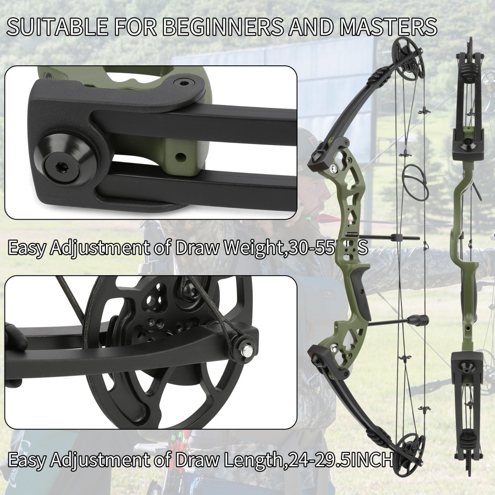 JUNXING M131 Compound Bow Kit Adjustable 30-55lbs 310 FPS