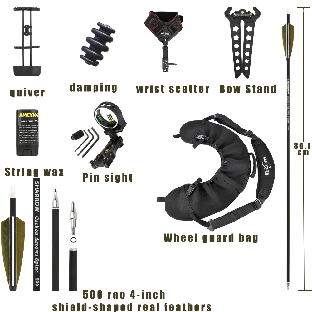 Yufeng Compound Bow 27.5" Axle-to-Axle 40-70lbs Adjustable 340FPS Hunting Archery Bow 