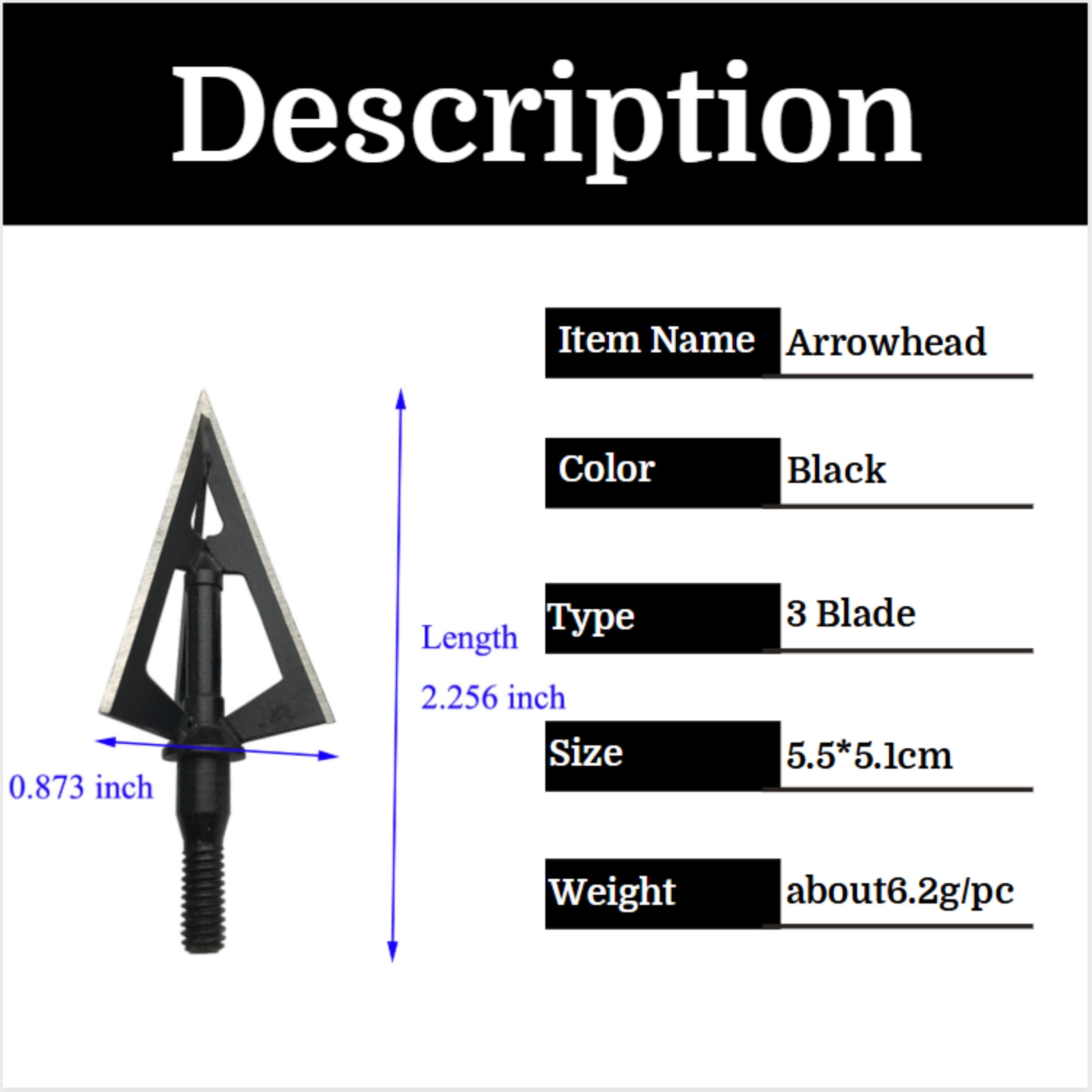 100 Grain Arrowheads 3 Fixed Blades Hunting Points Stainless Steel