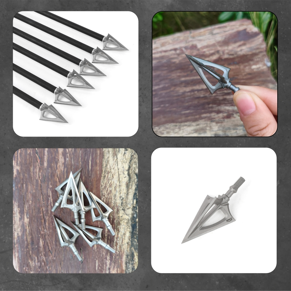 100 Grain Broadheads 3-Blade Teflon Coated for Deep Penetration 12-Pack