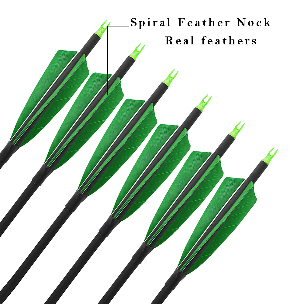 6/12 pcs Spine 500 Mixed Carbon Arrows Real Feathers Hunting