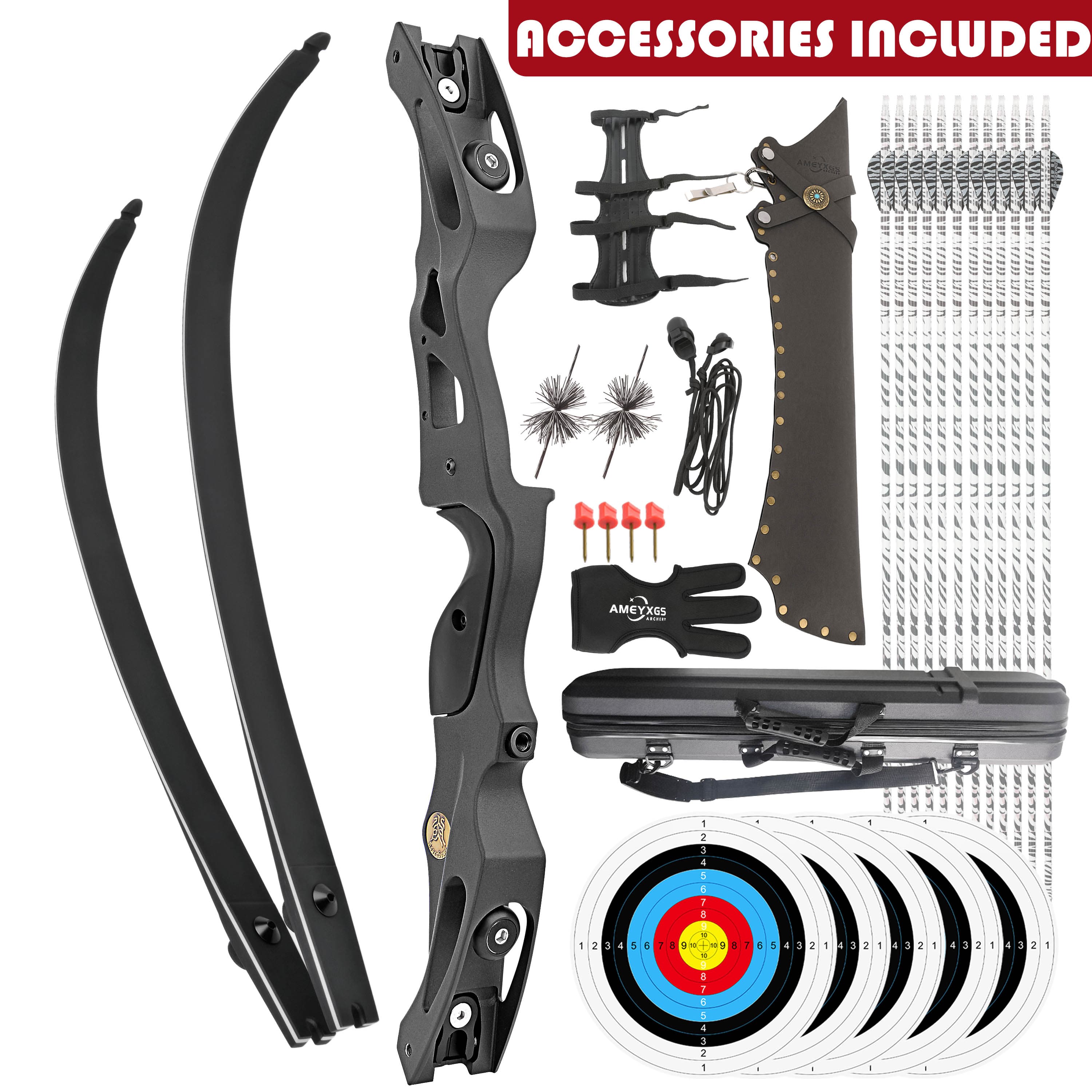62" Recurve Bow 20-50lbs Adjustable with Full Training Accessories