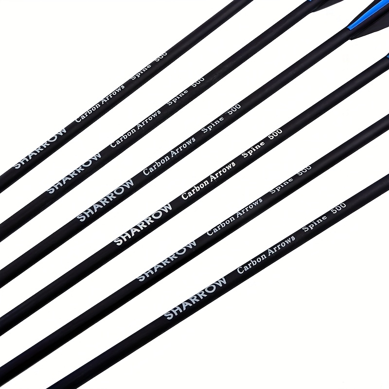 Blue-Black Mixed Carbon Arrows – 12pcs, 500 Spine