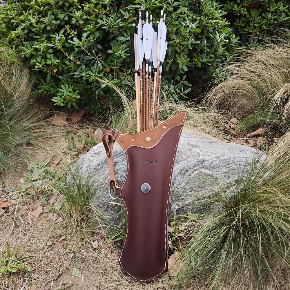 Premium Leather Hip Quiver for 20 Arrows Durable Archery Bag