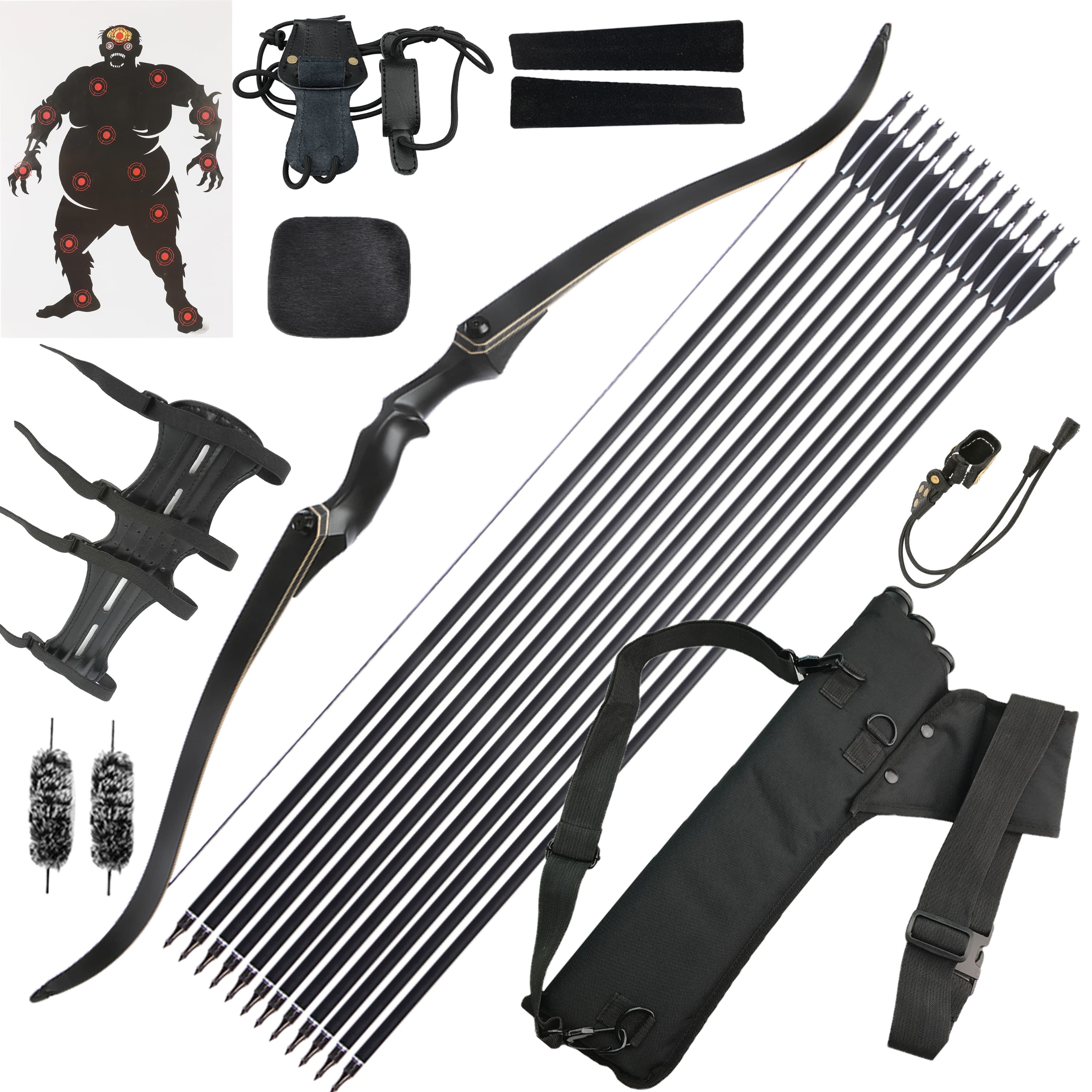 60inch Archery Recurve Bow Set 25-65LBS Hunting RH Shooting Bow