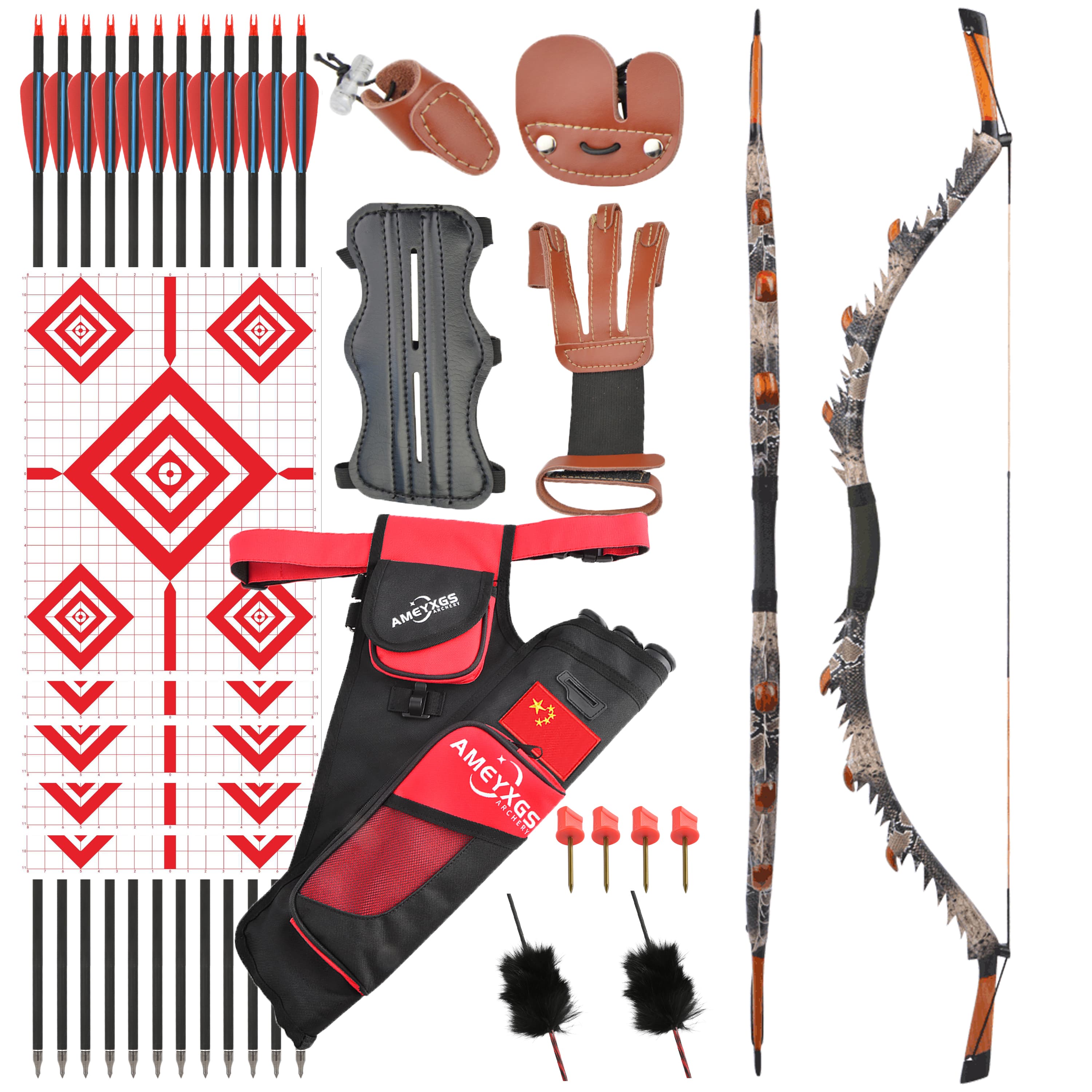  Recurve Bow Kit  35/45/55lbs Wooden Takedown Hunting Split Bow