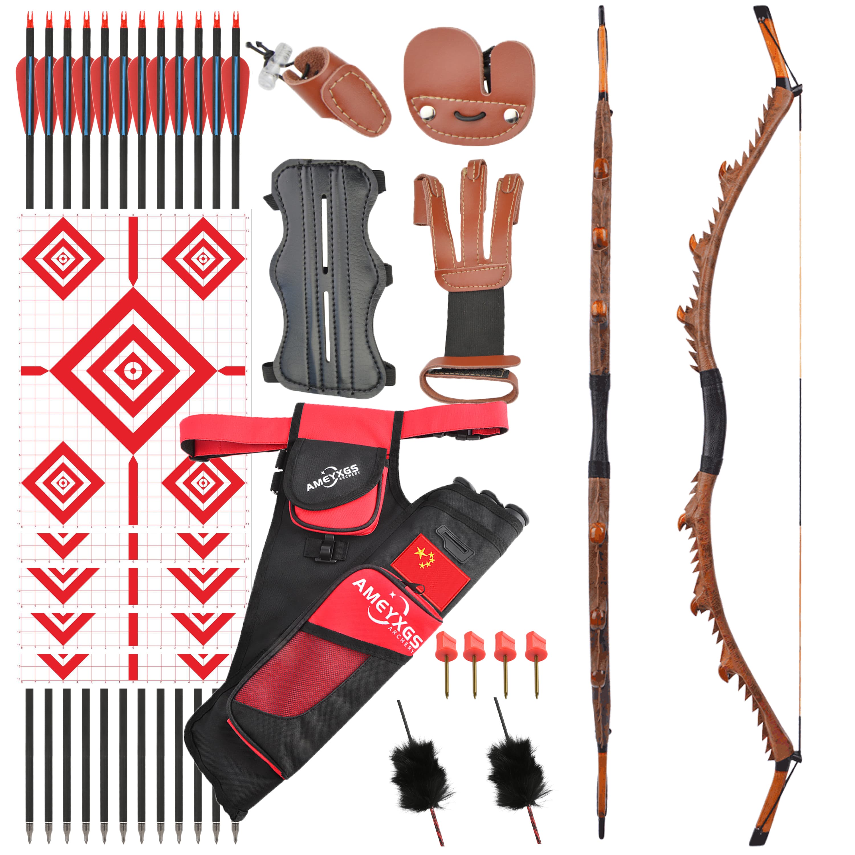  Recurve Bow Kit  35/45/55lbs Wooden Takedown Hunting Split Bow