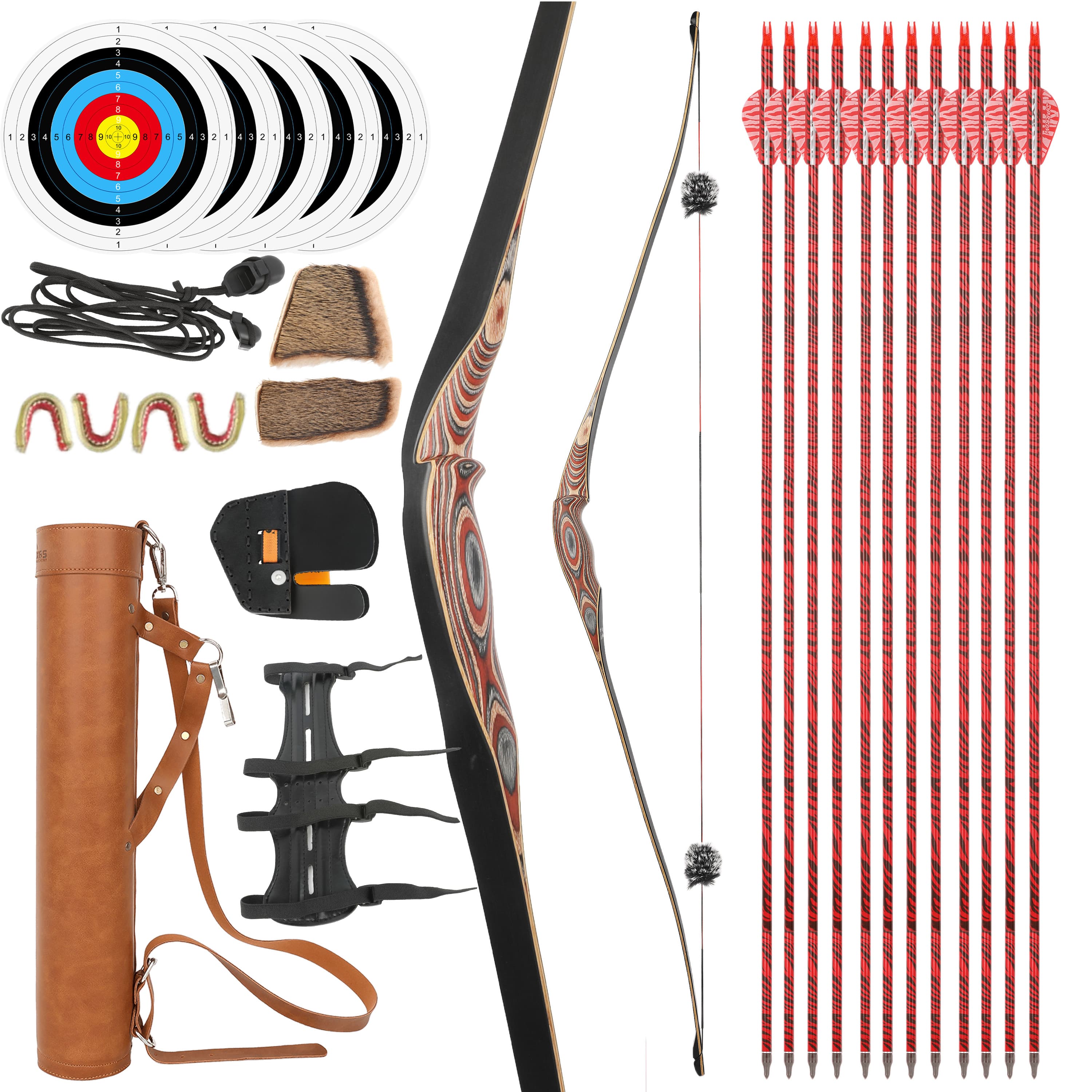 20-50lbs Traditional Bow Arrow Set 58inch Long bow Archery Hunting