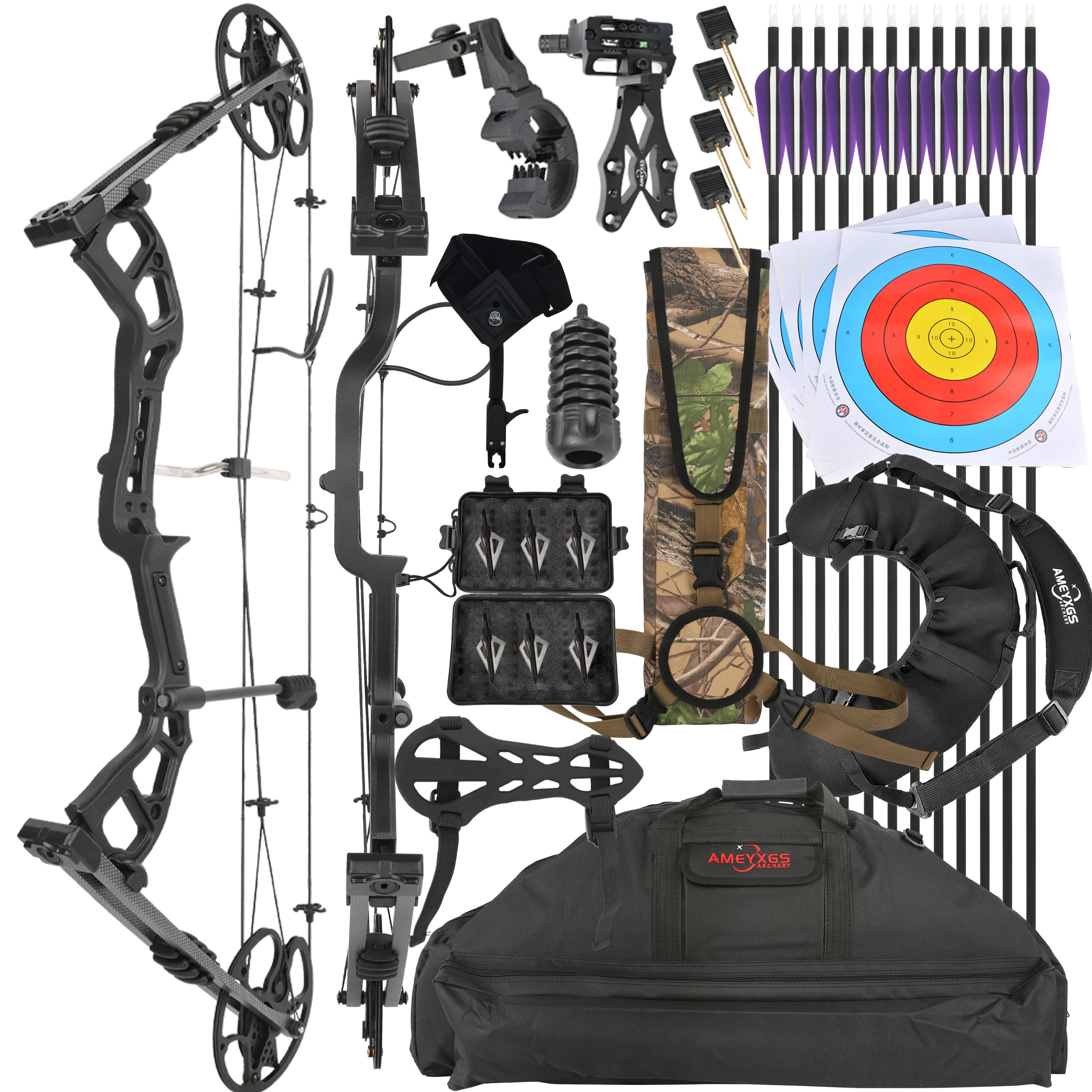 0-70lbs Archery Compound Bow Set Target Hunting