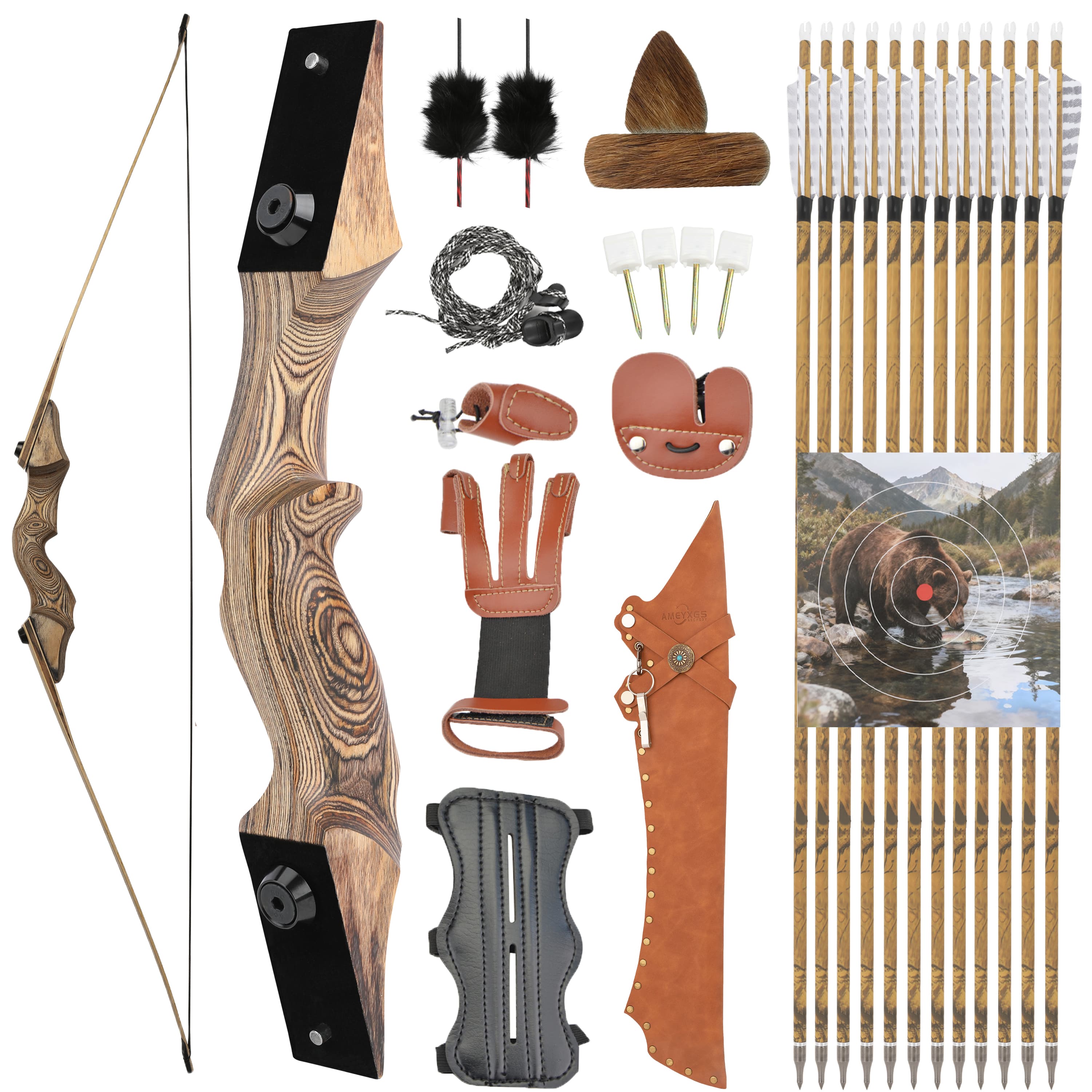 Black Hunter Takedown Longbow Full Kit 20-60lbs RH LH