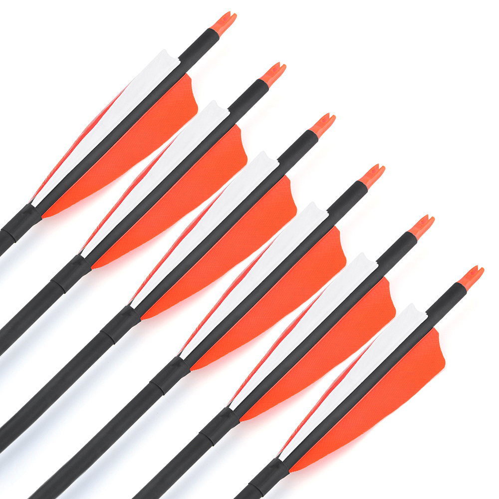 500spine 30" Orange/White Feather Carbon Arrows 12pcs 100gr