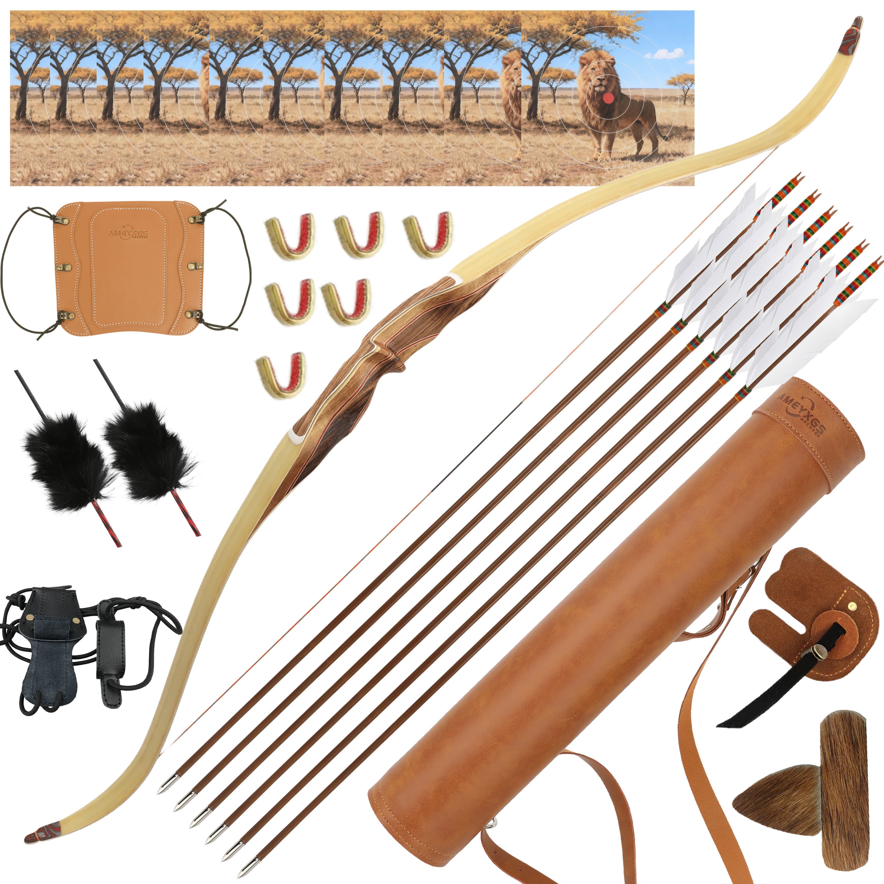 Archery Recurve Bow 30-60lbs Hunting 62" Traditional Longbow