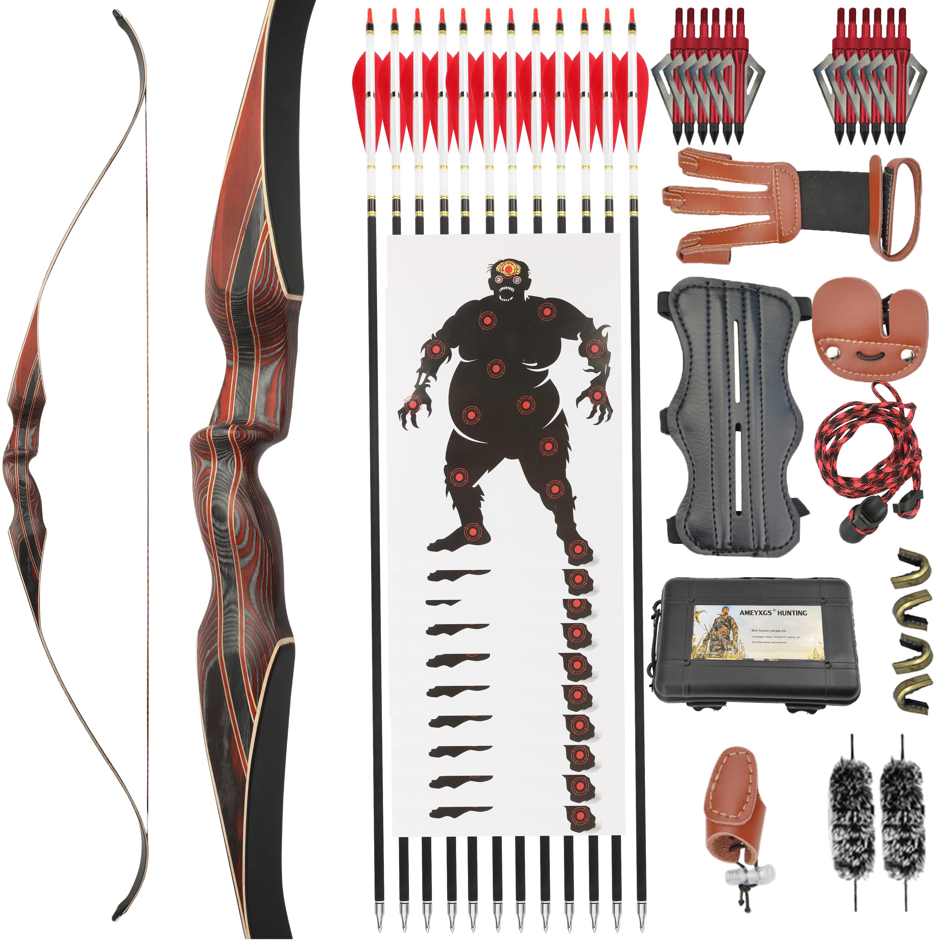 64" Archery Recurve Longbow Bow 30-60lbs Traditional Hunting