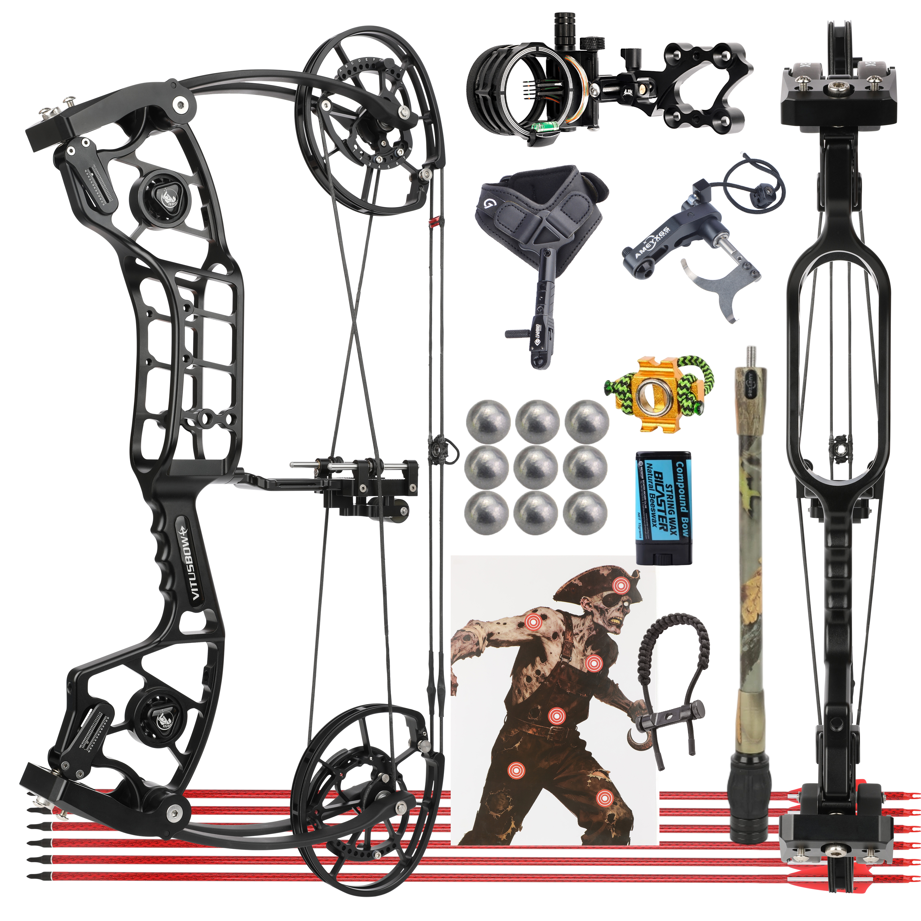 SHARROW Dual-Use Compound Bow 30-80lbs Steel Ball & Arrow Shooting