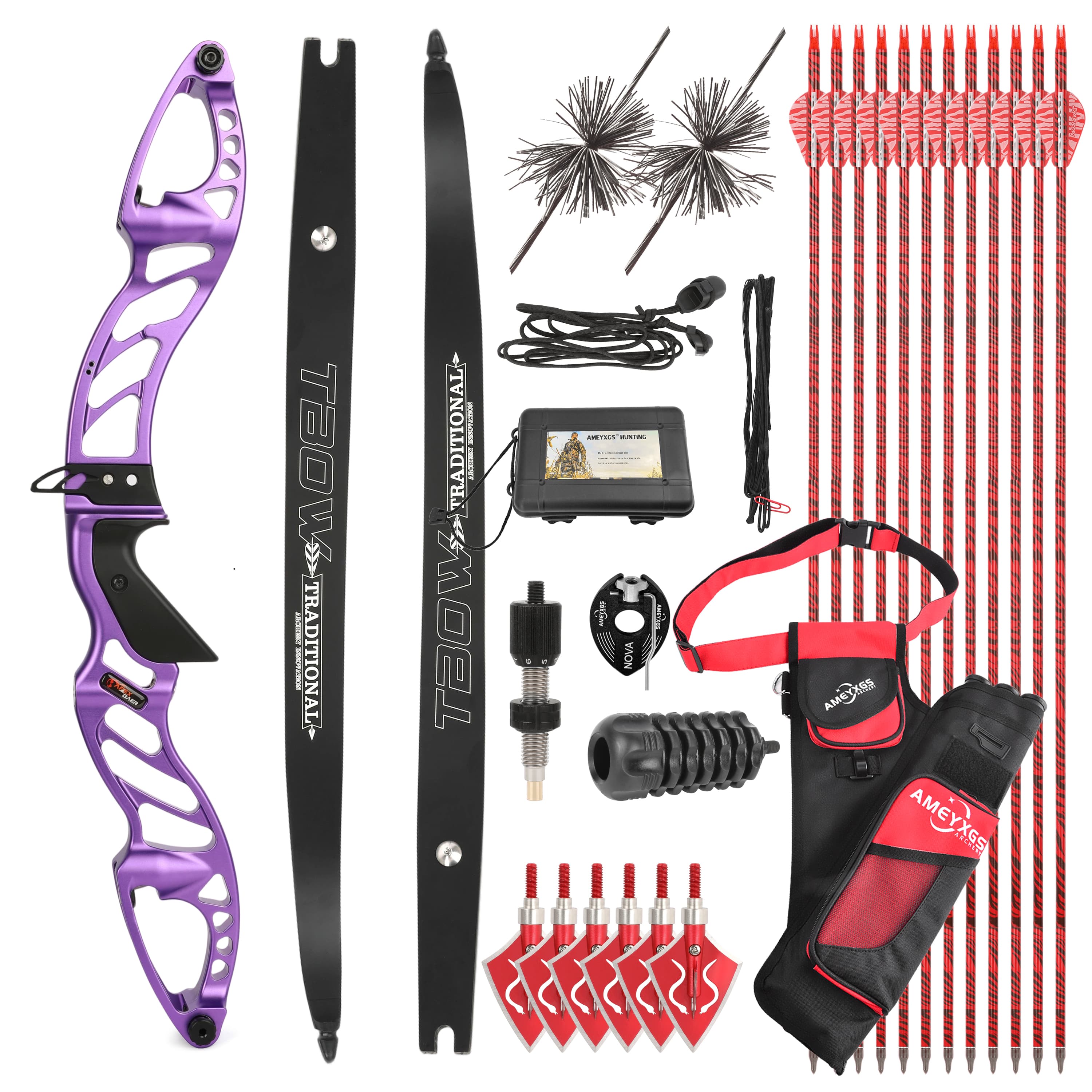 Archery 25-60lbs F Recurve Bow Kit Takedown Bow