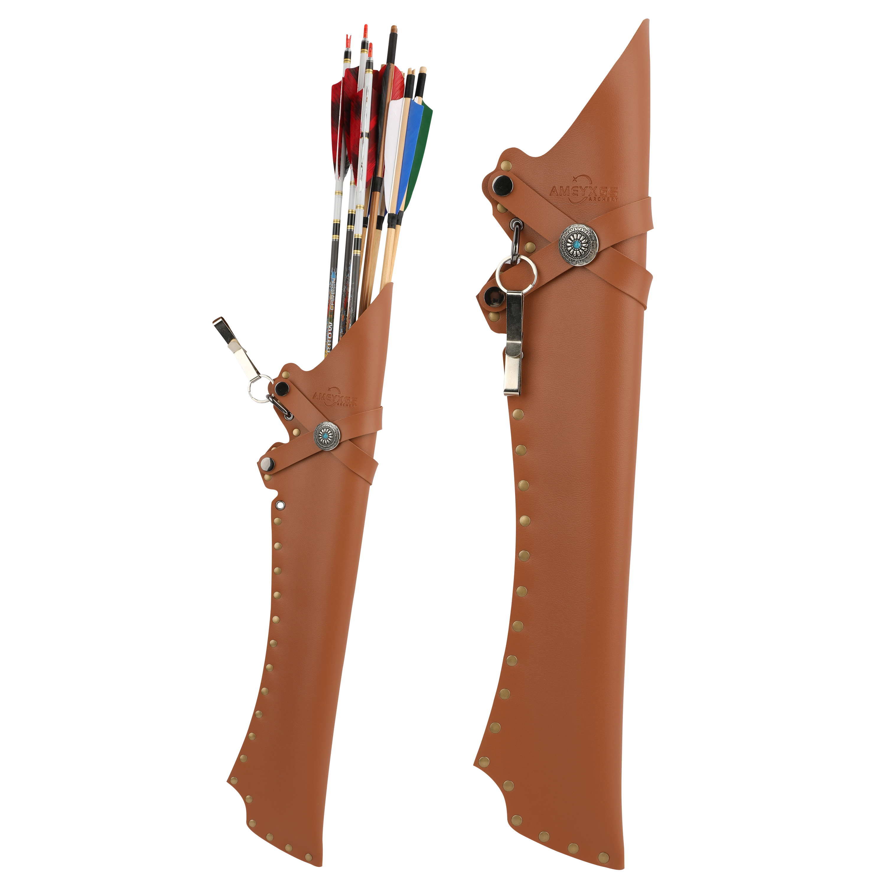Traditional Ambidextrous PU Leather Arrow Quiver – Adjustable Artisan Design