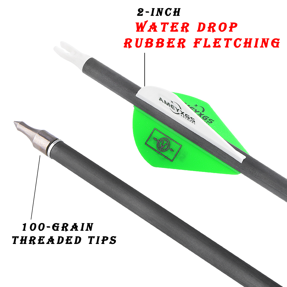 High-Quality Pure Carbon Arrows, 6/12pcs, 250-600 Spine