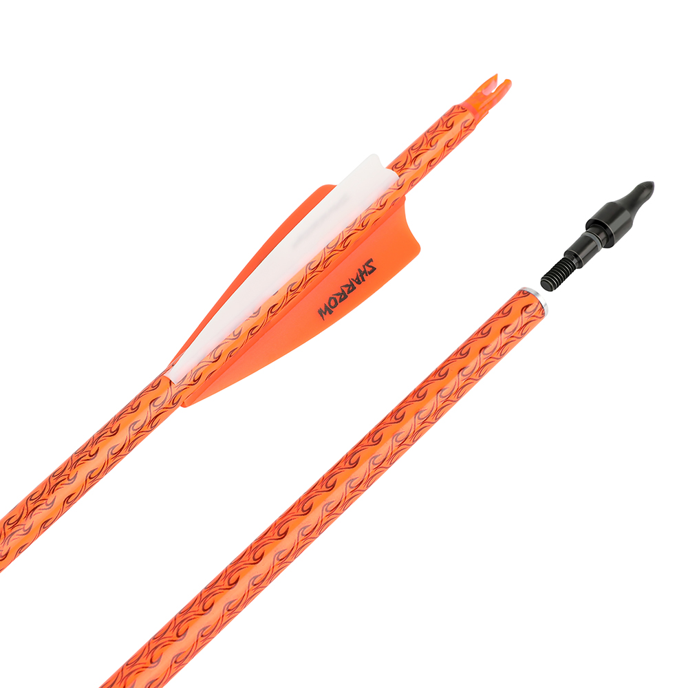 12 pcs Patterned Rubber Fletched Carbon Arrow 500 spine