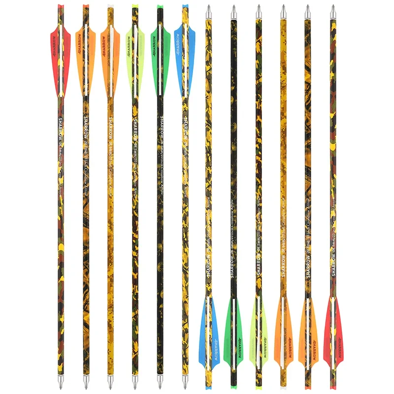 12pcs 16/17/18/20/22inch Archery Arrows Bolts Mix Carbon Arrow 125gr Arrowhead 