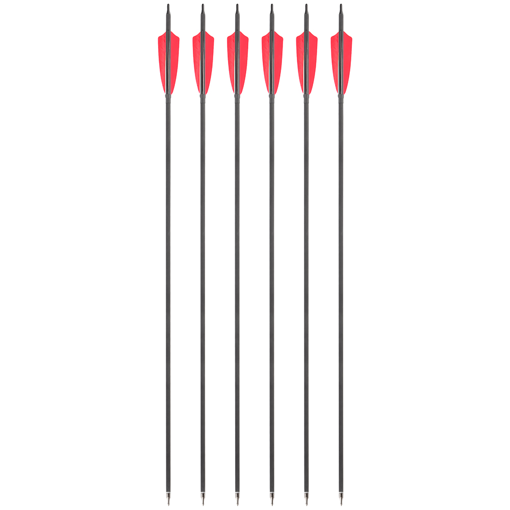 500 Spine Red-Black Feather Carbon Arrows – 12pcs