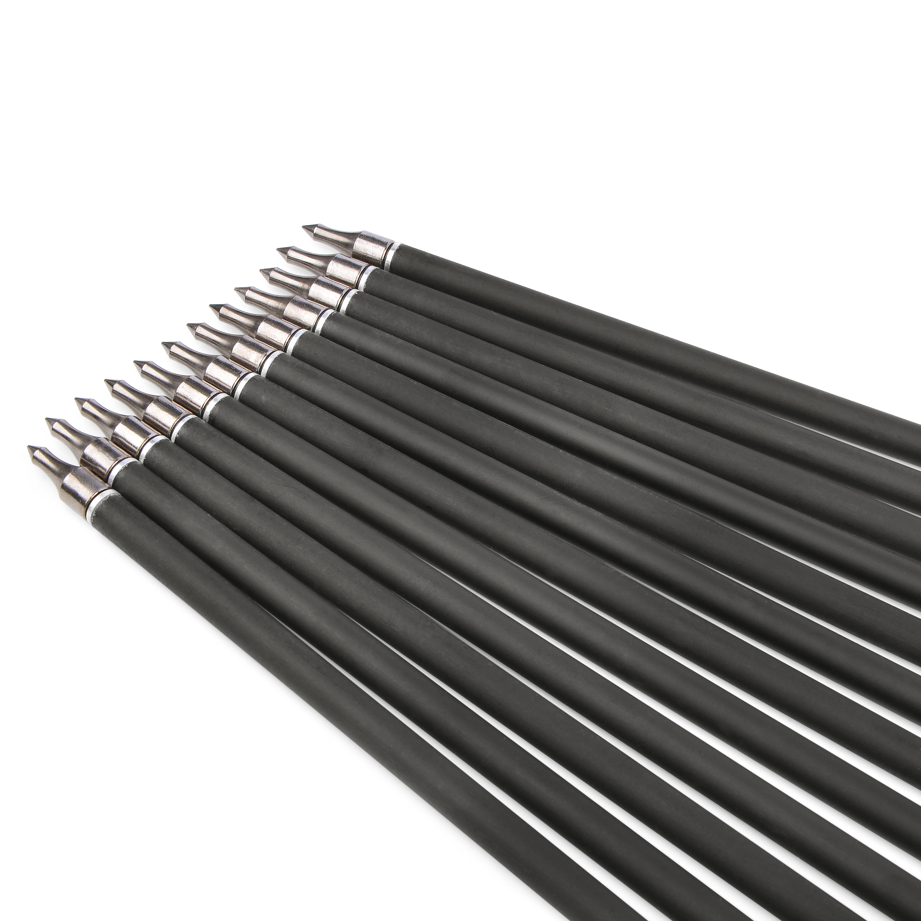 Archery Mixed Carbon Arrows Spine 500 with 3" Rubber Vanes and 100 Grain Threaded Tips (12pcs)