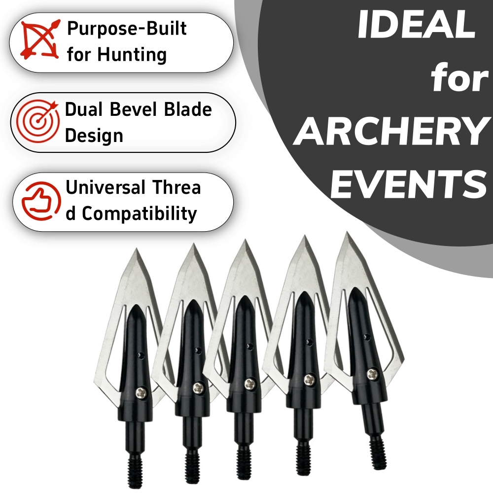 110 Grain Arrowheads (2-Blade) Screw-In Hunting Points Stainless Steel