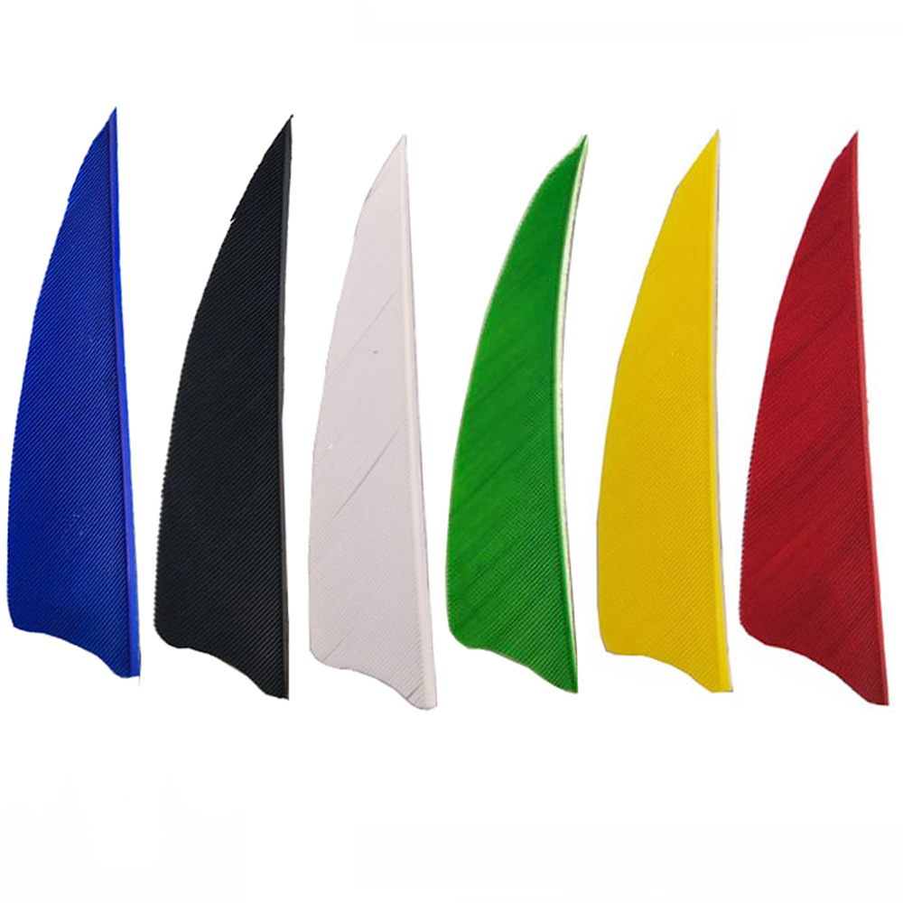 50 pcs 3" Real Feather Shield Vanes — 6 Colors for Archery Arrows