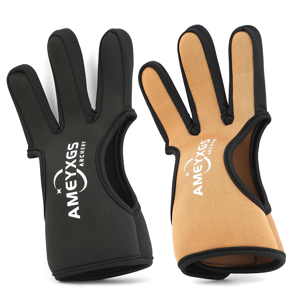Neoprene Three-Finger Archery Glove Finger Protector – Black/Brown