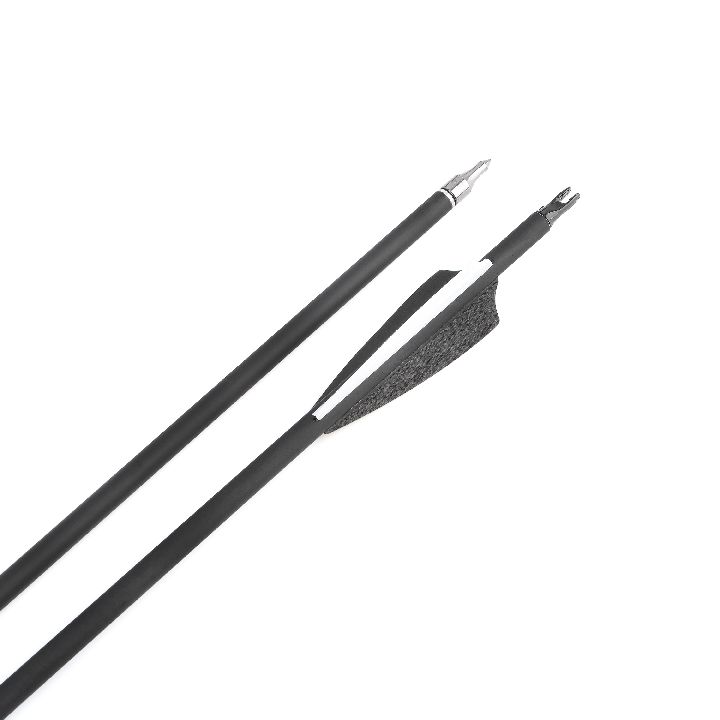 Archery Mixed Carbon Arrows Spine 500 with 3" Rubber Vanes and 100 Grain Threaded Tips (12pcs)