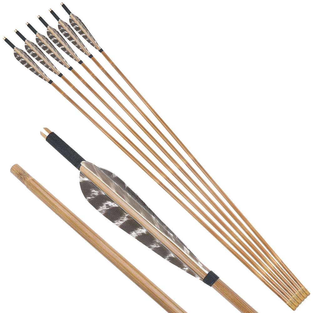 5" Snow Spotted Feather Bamboo Arrows 6pcs
