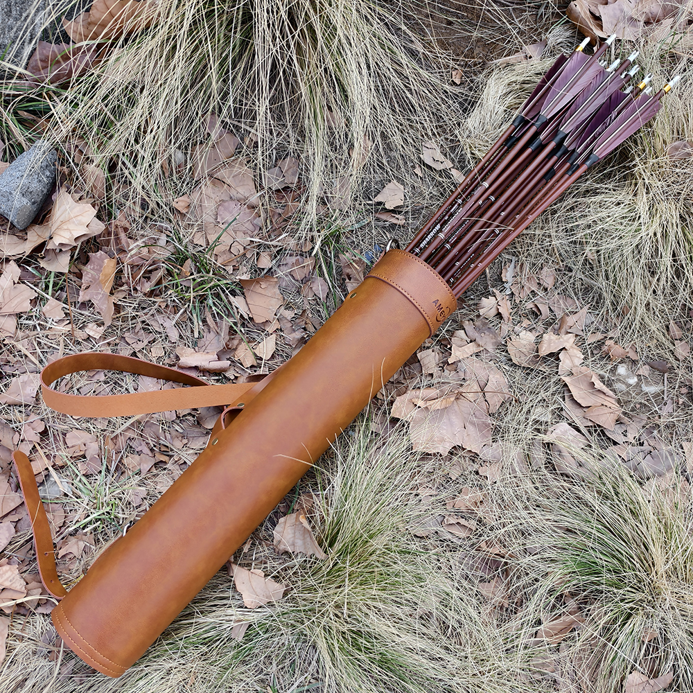 AME Brown Leather Quiver Adjustable Multi-Use