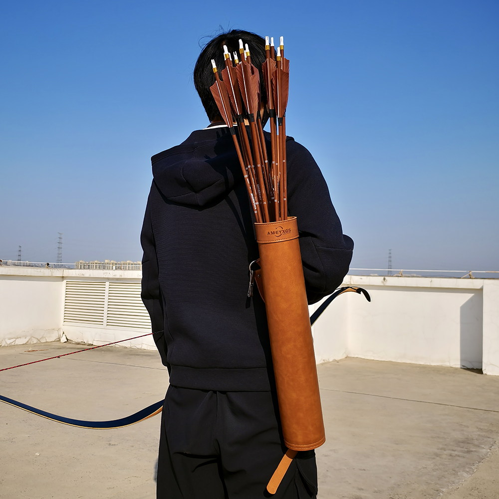 AME Brown Leather Quiver Adjustable Multi-Use