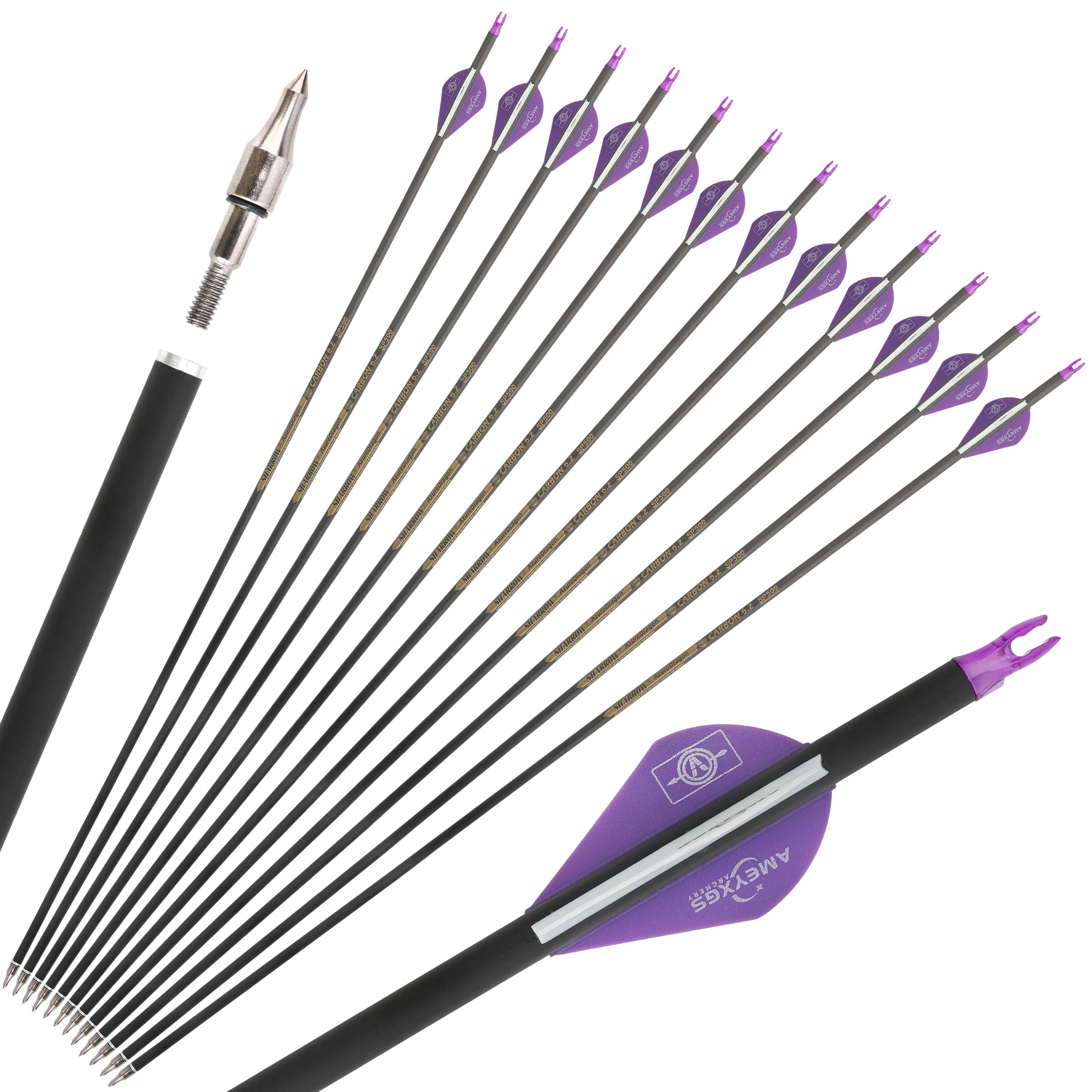 30" Pure Carbon Arrows Spine500 for Recurve/Compound Archery