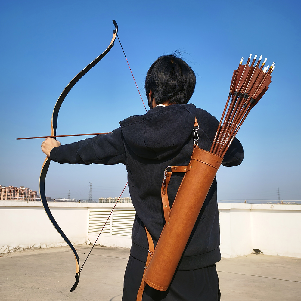 AME Brown Leather Quiver Adjustable Multi-Use