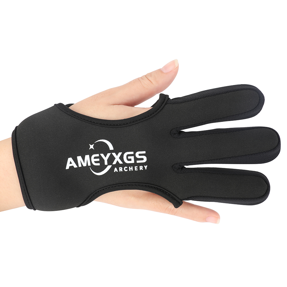 Neoprene Three-Finger Archery Glove Finger Protector – Black/Brown