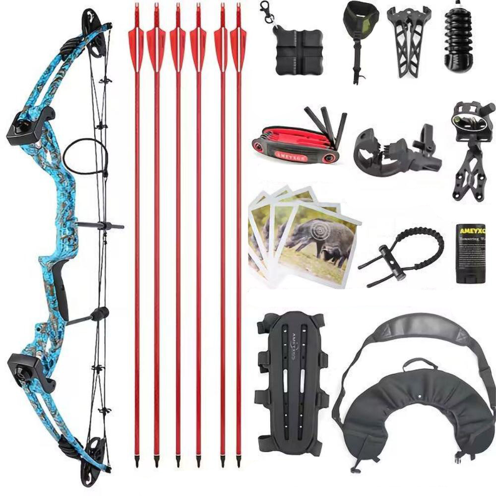 Blue Adjustable Compound Bow 30-55lbs 310fps Aluminum Alloy Hunting Bow