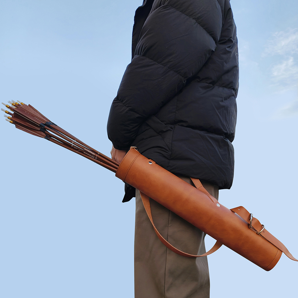 AME Brown Leather Quiver Adjustable Multi-Use