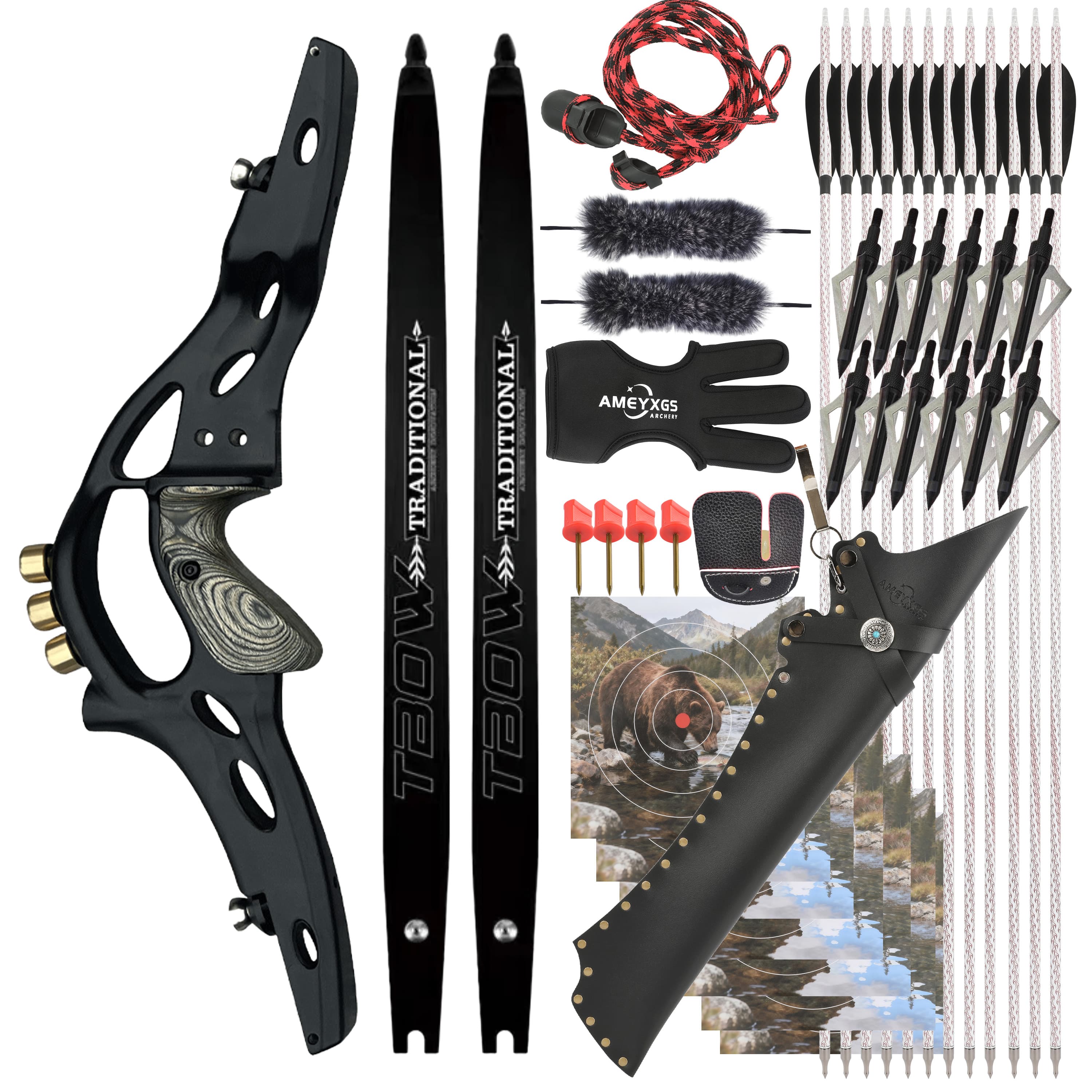 TBOW 62" ILF American Bow 30-60# Recurve Hunting