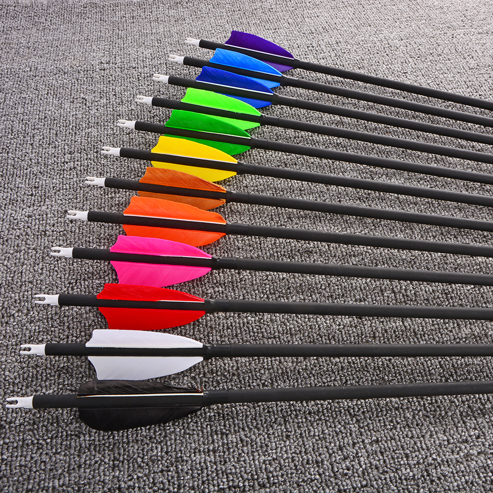 Archery Carbon Arrows 12pcs 30inch 500 Spine for Hunting