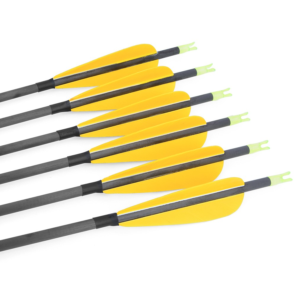 12pcs 30" Carbon Arrows Spine 600 with 4" Turkey Feathers