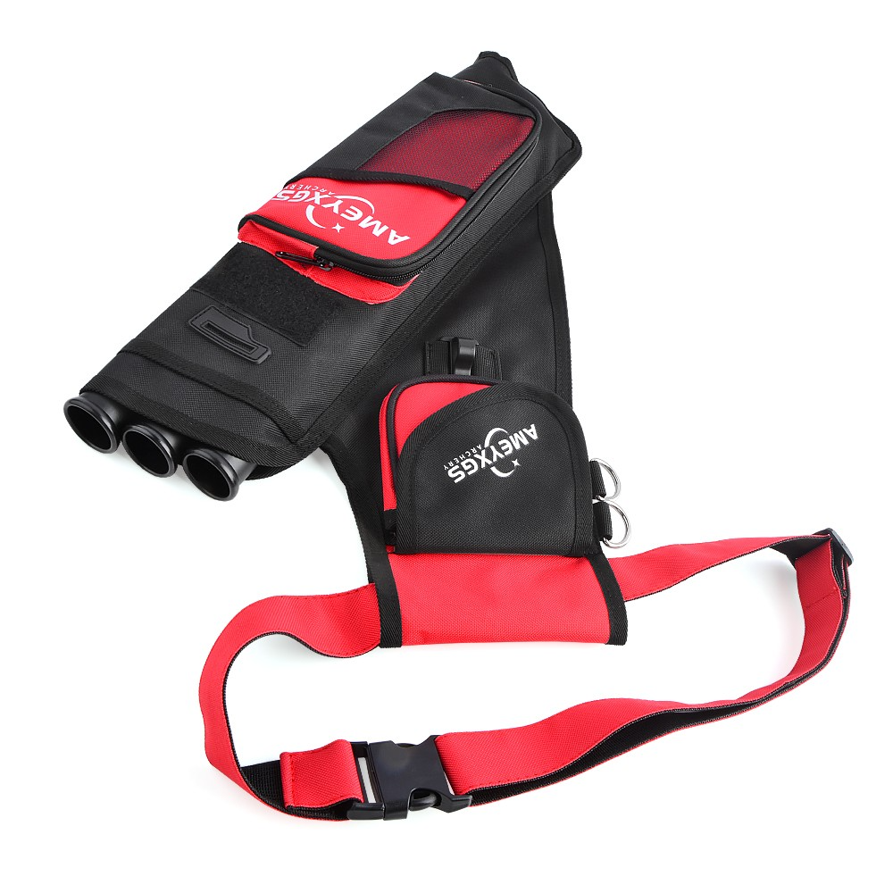 Archery Arrow Quiver 3-Tube Oxford Hip Quiver with Pockets