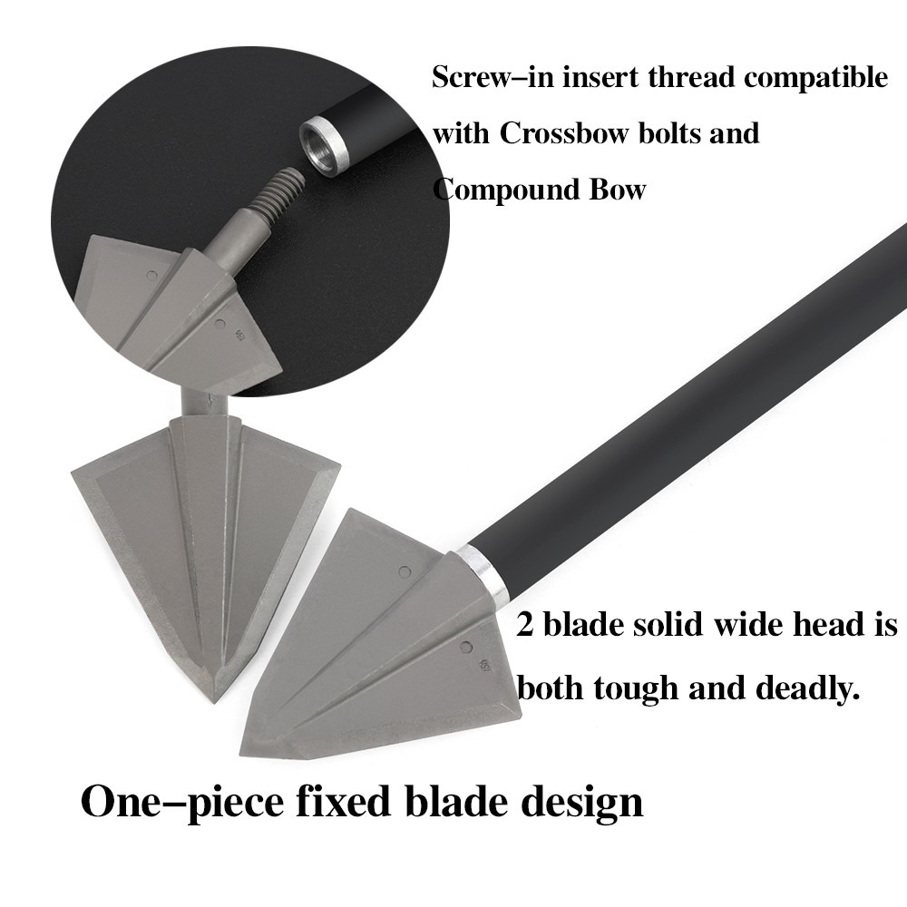 150 Grain Archery Broadheads – 2-Blade One-Piece Steel Tips